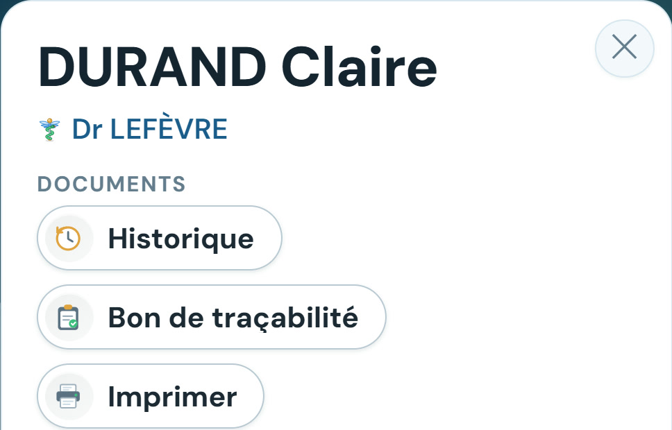 L'espace du Dr Lefèvre sur téléphone : le cas de Mme Durand